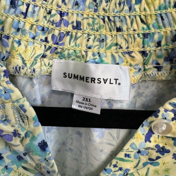 SummerSalt The All Dressed Up Button Up Blouse Floral Smock Collar Cuff 2XL - Picture 11 of 13